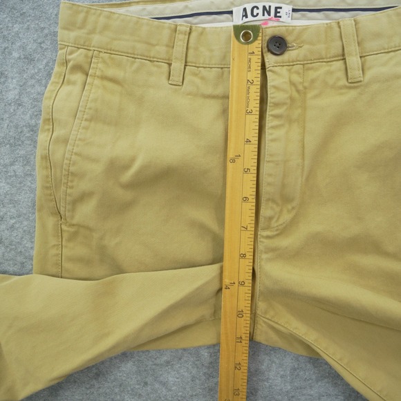 Acne Pants Mens 29 Beige Khaki Chino Roc Twill Flat Front Mid Rise Zip Fly - Picture 9 of 12